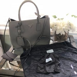 Gray Prada Saffiano Cuir Marmo